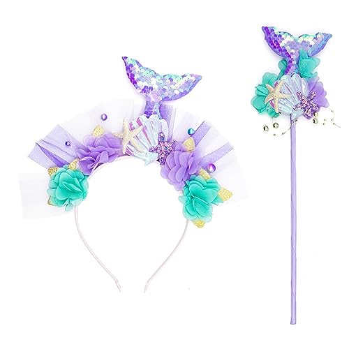 [Uitndvyte] Meerjungfrau Stirnband Multifunktionale Zauberstäbe Set Home Decor Kinder Erwachsene Frauen Cosplay Requisiten von Uitndvyte