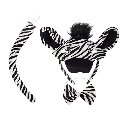Uitndvyte Zebras, Ohren und Schwanz, Fliege, Handschuhe, Tier-Kostüm-Set, Zubehör, Zebras-Kostüm-Set für Halloween, Cosplay-Party Uitndvyte Zebras, Ohren und Schwanz, Fliege, Handschuhe, Tier-Kostüm-Set, Zubehör, Zebras-Kostüm-Set für Halloween, Cosplay-Party von Uitndvyte