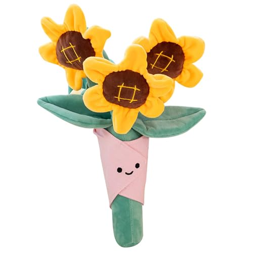 Niedliches Plüsch Bouquet, Cute Flower Bouquet Doll, Plüschtier Sonnenblume Kuscheltier Blumenstrauß Plüsch Blumen, Valentinstag Plüsch Blumen,Süße Geschenke für Ehefrau, Mutter (35cm,Sonnenblume) von Uixxducc