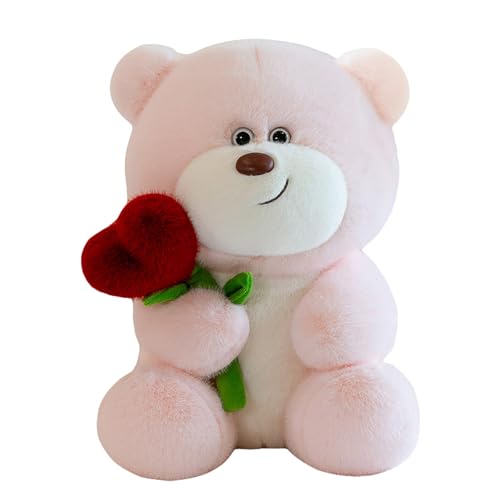 Uixxducc Teddybär, Plüsch-Bär, Teddy mit Rose, Plüschtier, Stofftier Spielzeug, Dekozimmer Kissen, Plüschtier Kuscheltier, Geschenke für Mama, Kinder, Mädchen, Geburtstag, Valentinstag (Rosa, 28cm) Uixxducc Teddybär, Plüsch-Bär, Teddy mit Rose, Plüschtier, Stofftier Spielzeug, Dekozimmer Kissen, Plüschtier Kuscheltier, Geschenke für Mama, Kinder, Mädchen, Geburtstag, Valentinstag (Rosa, 28cm) von Uixxducc