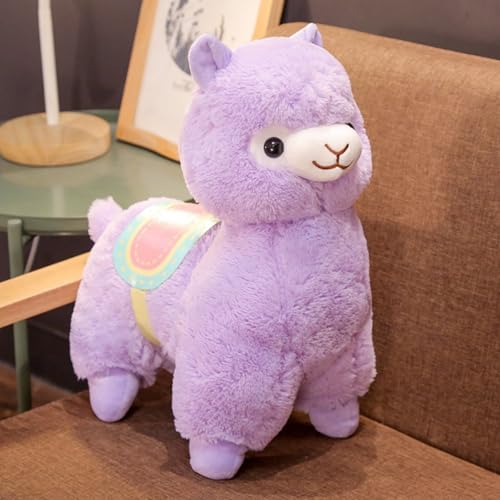 Uixxducc Alpaka Kuscheltier, Alpaka Plüschtier Stofftier, Plüsch Spielzeug Lama Stofftier Lama Kissen, Geschenk für Kinder Mädchen Jungen (50cm,Lila) von Uixxducc