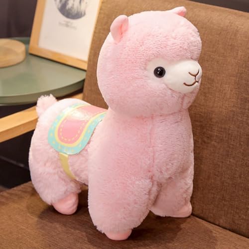 Uixxducc Alpaka Kuscheltier, Alpaka Plüschtier Stofftier, Plüsch Spielzeug Lama Stofftier Lama Kissen, Geschenk für Kinder Mädchen Jungen (50cm,Rosa) von Uixxducc