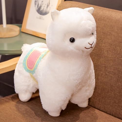 Uixxducc Alpaka Kuscheltier, Alpaka Plüschtier Stofftier, Plüsch Spielzeug Lama Stofftier Lama Kissen, Geschenk für Kinder Mädchen Jungen (50cm,Weiß) von Uixxducc