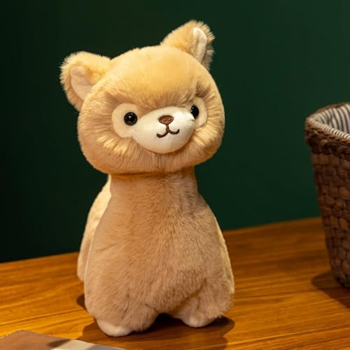 Uixxducc Alpaka Kuscheltier, Alpaka Plüschtier Stofftier, Weiches Flauschiges Lama Plüsch Spielzeug Kissen, Geschenk für Kinder Mädchen Jungen (23CM,Braun) von Uixxducc