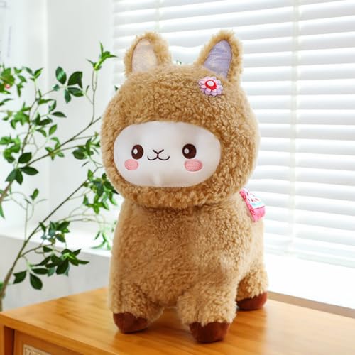 Uixxducc Alpaka Kuscheltier, Süß Alpaka Stofftier Plüschtier, Plüschtiere Lama Puppe Plüsch Spielzeug, Geschenk für Kinder Mädchen Jungen (40cm,Braun) von Uixxducc