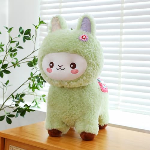 Uixxducc Alpaka Kuscheltier, Süß Alpaka Stofftier Plüschtier, Plüschtiere Lama Puppe Plüsch Spielzeug, Geschenk für Kinder Mädchen Jungen (40cm,Grün) von Uixxducc