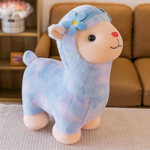 Uixxducc Alpaka Kuscheltier, Süß Stand Alpaka Plüschtier, Weiche Lama Plüsch Spielzeug Alpaka Kissen Stofftier, Geschenk für Kinder Mädchen Jungen (35cm,Blau) von Uixxducc