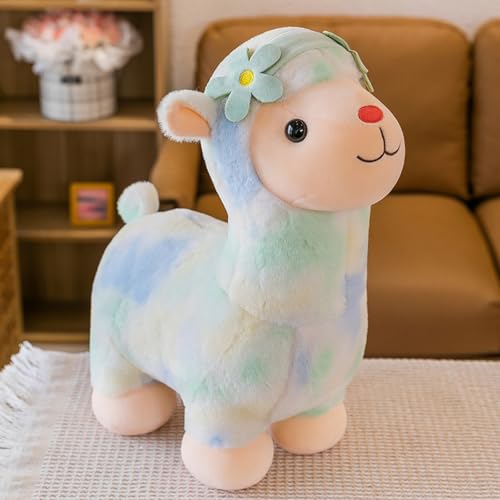 Uixxducc Alpaka Kuscheltier, Süß Stand Alpaka Plüschtier, Weiche Lama Plüsch Spielzeug Alpaka Kissen Stofftier, Geschenk für Kinder Mädchen Jungen (35cm,Grün) von Uixxducc