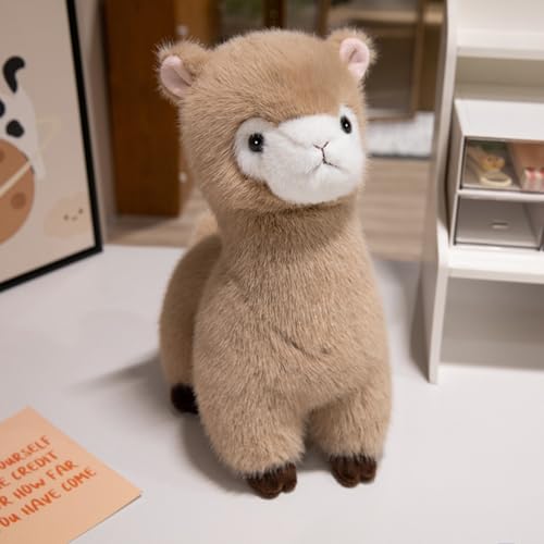 Uixxducc Alpaka Plüschtier Stofftier, Alpaka Kuscheltier Plüsch Spielzeug Lama Stofftier Lama Kissen, Geschenk für Kinder Mädchen Jungen (40cm,Braun) von Uixxducc