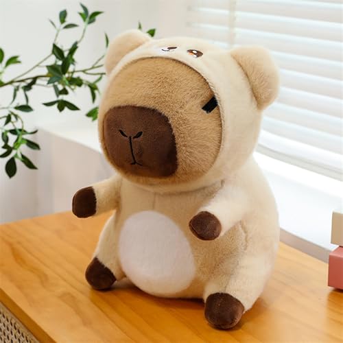 Uixxducc Capybara Plüschtier Kuscheltier Kreuzverkleidung Plüschpuppe, Flauschiger Plüsch Puppe Plushies Capybara Spielzeug Geburtstag Geschenke für Jungen und Mädchen (35cm,Braun Bär) von Uixxducc