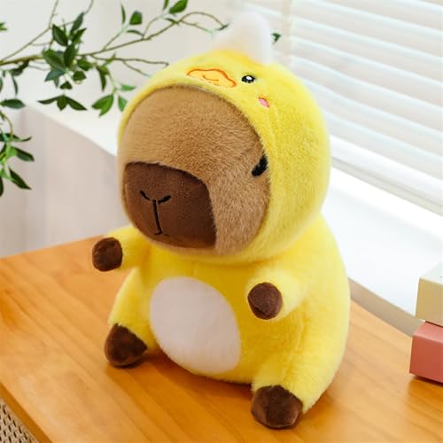 Uixxducc Capybara Plüschtier Kuscheltier Kreuzverkleidung Plüschpuppe, Flauschiger Plüsch Puppe Plushies Capybara Spielzeug Geburtstag Geschenke für Jungen und Mädchen (35cm,Gelb Ente) von Uixxducc