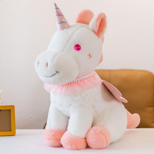 Uixxducc Einhorn Kuscheltier Stofftier, Süßes Plüschtier Einhörner Plüsch Spielzeug mit Perlendekor und Spitzenkragen, Deko & Geschenk für Mädchen Jungen Kinder & Erwachsene (35cm,Rosa) von Uixxducc