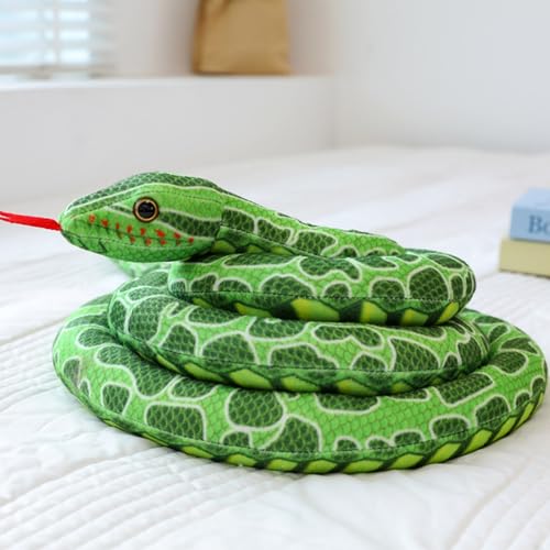 Uixxducc Große Kuscheltier Schlange, Realistische Python Plüschschlange, Plüschtier Schlange Stofftiere Python Schlange Spielzeug, Geschenk für Geburtstag Party Prank Requisiten (330CM,Grün) von Uixxducc
