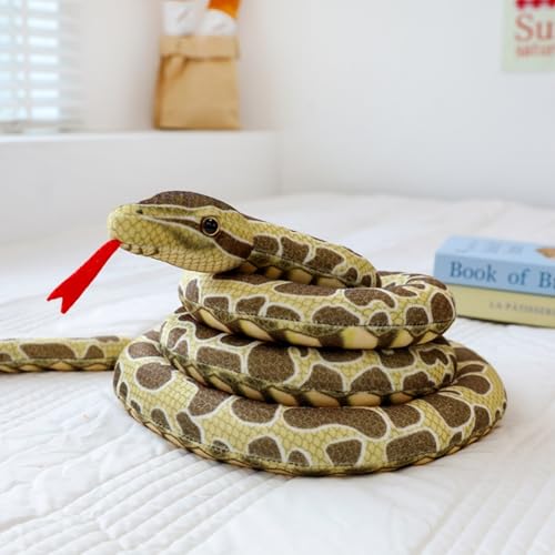 Uixxducc Große Kuscheltier Schlange, Realistische Python Plüschschlange, Plüschtier Schlange Stofftiere Python Schlange Spielzeug, Geschenk für Geburtstag Party Prank Requisiten (330CM,Tiger) von Uixxducc