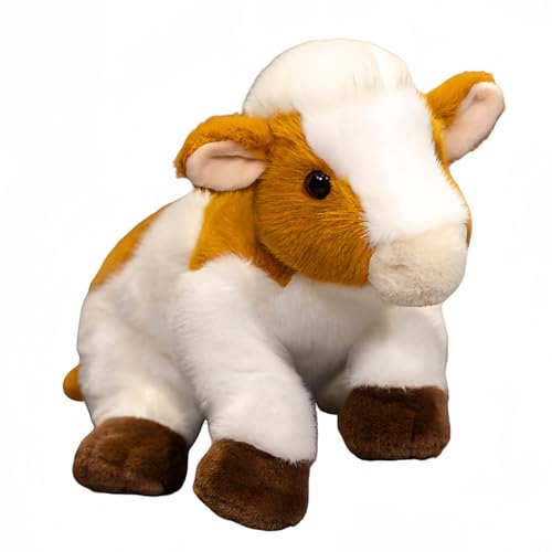 Uixxducc Kuh Kuscheltier 22cm Plüsch, kuschelig, weich Kuh Plüschtier Stofftier zum Kuscheln und Spielen Plüsch Cow Spielzeug für Kinder Party Geburtstag (Braun und weiß) von Uixxducc
