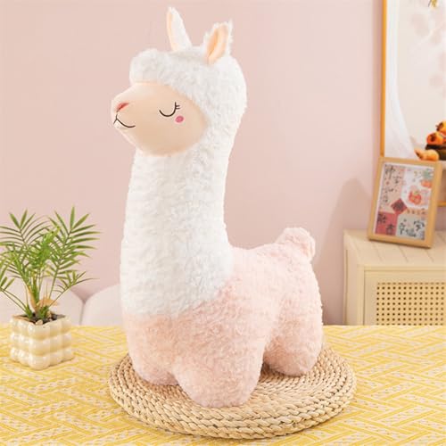 Uixxducc Kuscheltier Alpaka Plushies Weiches Lammfellwolle Stofftier Kissen Flauschiger Plüsch Puppe Spielzeug Geburtstag Geschenke für Jungen und Mädchen (25cm,Rosa) von Uixxducc