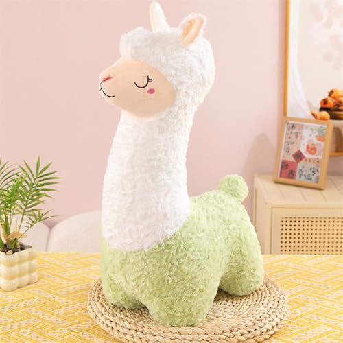 Uixxducc Kuscheltier Alpaka Plushies Weiches Lammfellwolle Stofftier Kissen Flauschiger Plüsch Puppe Spielzeug Geburtstag Geschenke für Jungen und Mädchen (35cm,Grün) von Uixxducc