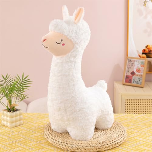 Uixxducc Kuscheltier Alpaka Plushies Weiches Lammfellwolle Stofftier Kissen Flauschiger Plüsch Puppe Spielzeug Geburtstag Geschenke für Jungen und Mädchen (35cm,Weiß) von Uixxducc