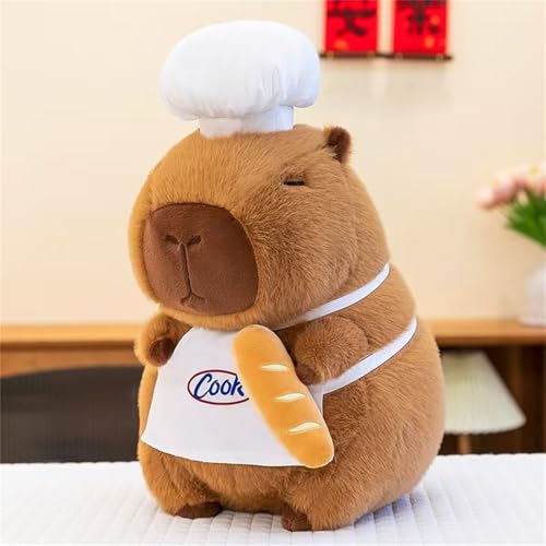 Uixxducc Kuscheltier Capybara Kawaii Plüschtier für Kinder Chefkoch Plüsch Capybara mit Brot Stofftier Capybara Geschenk, Capybara Plush Für Mädchen Jungen (25cm) von Uixxducc