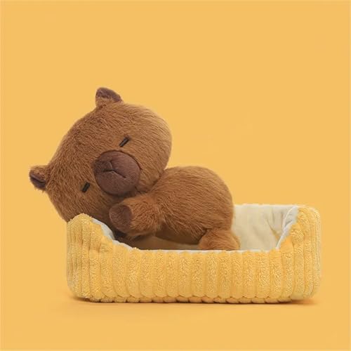 Uixxducc Kuscheltier Capybara Plüschtier süß Capybara mit Bett Stofftier Plush Capybara Plushies Spielzeug Geburtstagsgeschenk für Mädchen Jungen Kinder von Uixxducc