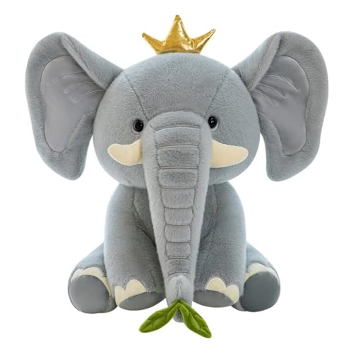 Uixxducc Kuscheltier Elefant, Süßes Elefant Plüschtier Stofftier Elefant mit Bogen & Krone, Plüsch Spielzeug zum Spielen und Kuscheln, Geschenk für Mädchen Jungen Kinder & Erwachsene (50cm,Grau) von Uixxducc
