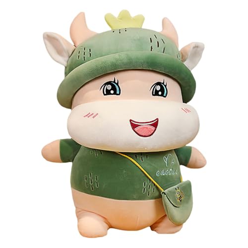 Uixxducc Kuscheltier Kuh, Kuh Plüschtier Süßes Kühe Stofftiere Tier Plüschkissen, Niedliches Plüschkuh Spielzeug, Weiches Stofftier Geschenke für Baby Kinder und Erwachsene (25cm,Dunkelgrün) von Uixxducc