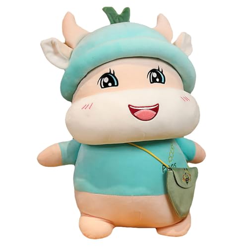 Uixxducc Kuscheltier Kuh, Kuh Plüschtier Süßes Kühe Stofftiere Tier Plüschkissen, Niedliches Plüschkuh Spielzeug, Weiches Stofftier Geschenke für Baby Kinder und Erwachsene (60cm,Blau) von Uixxducc