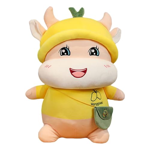 Uixxducc Kuscheltier Kuh, Kuh Plüschtier Süßes Kühe Stofftiere Tier Plüschkissen, Niedliches Plüschkuh Spielzeug, Weiches Stofftier Geschenke für Baby Kinder und Erwachsene (60cm,Gelb) von Uixxducc