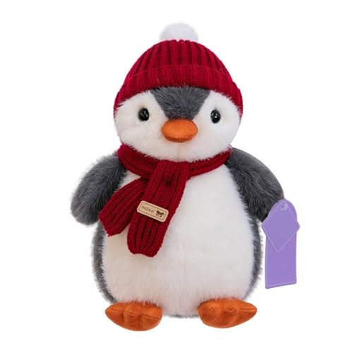 Uixxducc Kuscheltier Pinguin Stofftier, Süße Pinguin Plüschtier mit Mütze und Schal, Pinguinpuppe Plüsch Spielzeug, Geschenk für Mädchen Jungen Kinder & Erwachsene (30CM) von Uixxducc