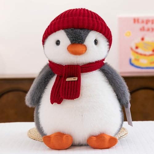 Uixxducc Kuscheltier Pinguin Stofftier, Süße Pinguin Plüschtier mit Mütze und Schal, Pinguinpuppe Plüsch Spielzeug, Geschenk für Mädchen Jungen Kinder & Erwachsene (40CM) von Uixxducc