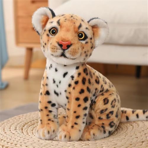 Uixxducc Leopard Kuscheltier Gepard Plüschtier Realistisches Plusch Schneeleopard Spielzeug Puppen Weiche Flauschige Wurfkissen Kinder Stofftier Geschenke (33 cm,B) von Uixxducc