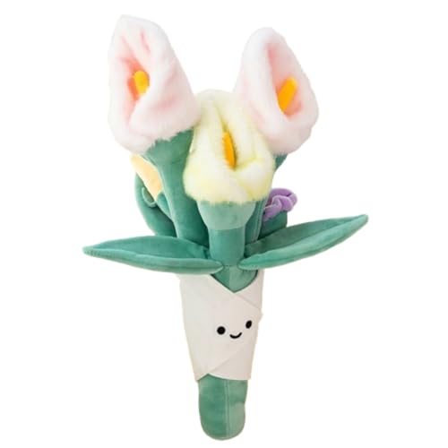 Uixxducc Niedliches Plüsch Bouquet, Cute Flower Bouquet Doll, Plüschtier Sonnenblume Kuscheltier Blumenstrauß Plüsch Blumen, Valentinstag Plüsch Blumen,Süße Geschenke für Ehefrau, Mutter (35cm,Calla) von Uixxducc
