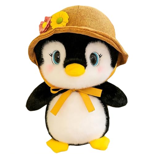 Uixxducc Pinguin Kuscheltier Plüschtier Cartoon Pinguin Kissen Zierkissen Geschenk für Kinderzimmer Schlafzimmer Deko (Gelb, 23cm) von Uixxducc