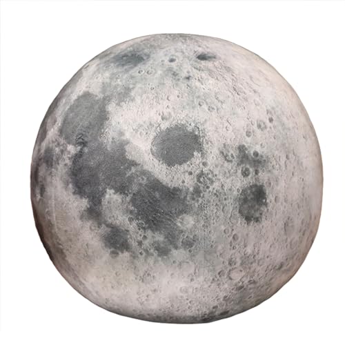 Uixxducc Planet Kuscheltier Sternkissen, Sonne,Mond,Mars und Erde Plüschkissen, Universum-Serie Plüschtiere Zierkissen Sofakissen Dekokissen für Kinderzimmer Schlafzimmer (Mond,27cm) von Uixxducc