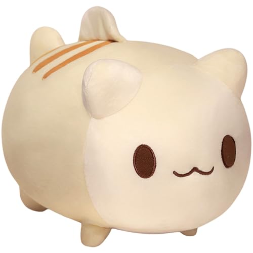 Uixxducc Plüschtier Katze Kuscheltier stofftier Katze Kuschelige Super Weiche Kissen niedliches Plüsch Puppe zum Kuscheln und Spielen, Geburtstag Geschenke für Kinder (30x25cm,Beige) von Uixxducc