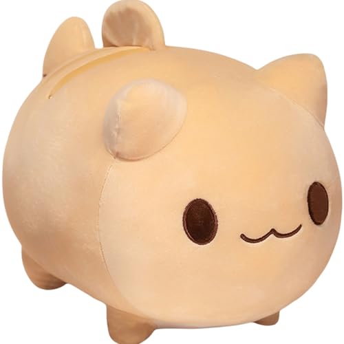 Uixxducc Plüschtier Katze Kuscheltier stofftier Katze Kuschelige Super Weiche Kissen niedliches Plüsch Puppe zum Kuscheln und Spielen, Geburtstag Geschenke für Kinder (30x25cm,Braun) von Uixxducc