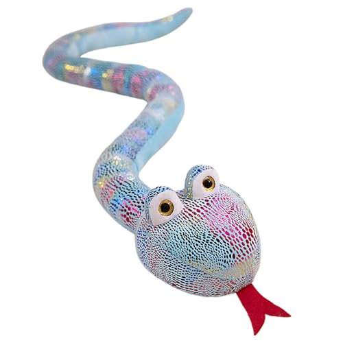Uixxducc Plüschtier Riesige Schlange Kuscheltier Realistisches Schlange Stofftier mit Kuschelfaktor und Glitzereffekt Geburtstagspartys und Streiche (Blau,120cm) von Uixxducc