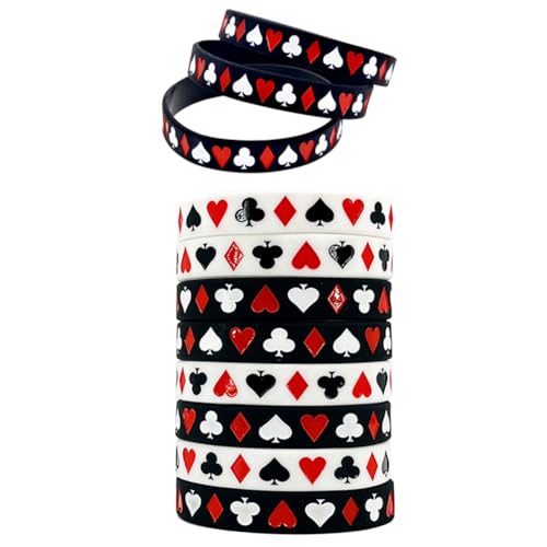 Ujjdwiurgh Pokerkarten-Silikonarmband, Pokerarmband, Las Vegas Casino Poker-Thema, Geburtstagsdekoration, Geschenk Ujjdwiurgh Pokerkarten-Silikonarmband, Pokerarmband, Las Vegas Casino Poker-Thema, Geburtstagsdekoration, Geschenk von Ujjdwiurgh