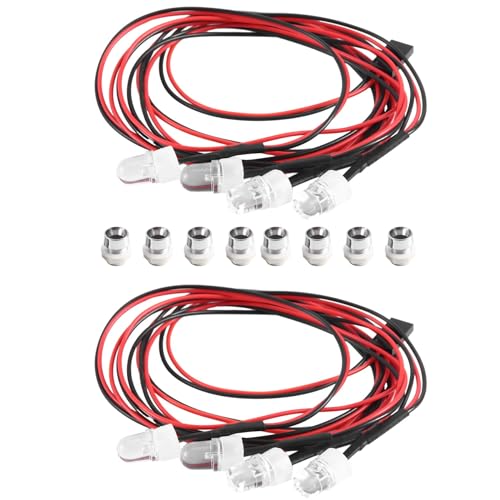 Ujjdwiurgh RC Autoscheinwerfer-Set, 3-9 V, Scheinwerfer für 1/5 1/8 1/10 1/12 1/14 Modell RC-Auto, LKW, LED, 2 weiß, 2 rot, 8 mm von Ujjdwiurgh