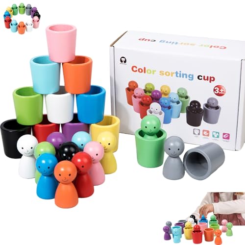 Colour Sorting Cups,Montessori Farben Sortierbecher Lernspiel Aus Holz,becherspiel Montessori,peg-Puppen In Tassen Aus Holz,pädagogisches Trocken Abwischbares Farbmultiplikationsspiel Für Kinder-A Colour Sorting Cups,Montessori Farben Sortierbecher Lernspiel Aus Holz,becherspiel Montessori,peg-Puppen In Tassen Aus Holz,pädagogisches Trocken Abwischbares Farbmultiplikationsspiel Für Kinder-A von Ukisisi
