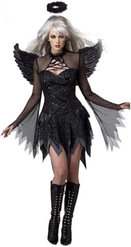 Halloween Women Costumes Black Bat Fallen Angel Devil Vampire Witch Dress Adult Cosplay Accessories von Ulalaza