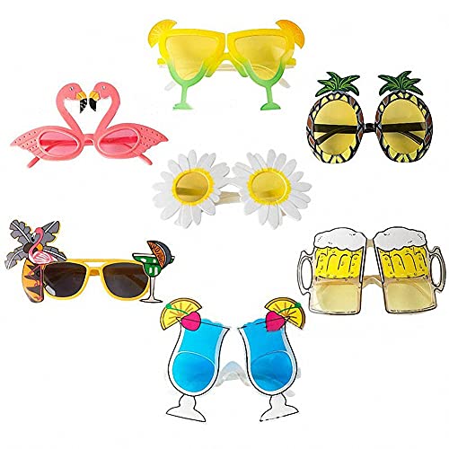 Ulalaza 7 STÜCKE Party Sonnenbrille Hawaiian Lustige Brille für Sommer Luau Party Supplies Spaß Sommer Tropical Kostüm Requisiten Kinder Party Favors Strand Motto Party Supplies Dekoration von Ulalaza