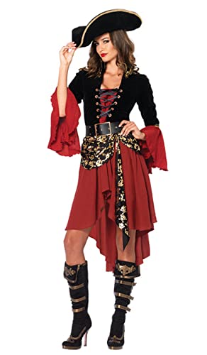Ulalaza Damen Cosplay Kostüm Weihnachtsmann Zauberer Piraten Polizeiuniform Outfit für Halloween Weihnachten Oktoberfest von Ulalaza