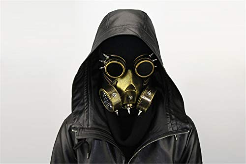 Ulalaza Steampunk-Gasmaske / Schutzbrille, Verkleidung, Retro, Gothic, Punk, Zombie, Soldaten, Totenkopf, Maske für Halloween, Cosplay, Requisiten, gold, Einheitsgröße von Ulalaza