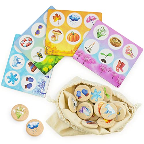 Ulanik Bingo Spiel für Kinder Jahreszeiten 24 STK Holzbrettspiel Ab 3 Jahre Lernspielzeug für Vorschule Ulanik Bingo Spiel für Kinder Jahreszeiten 24 STK Holzbrettspiel Ab 3 Jahre Lernspielzeug für Vorschule von Ulanik