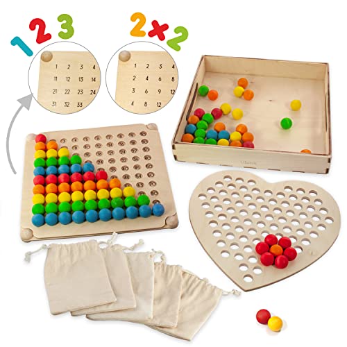Ulanik Bis 100 Zählen Montessori Spielzeug ab 3 Jahre Baby Sensorik Bälle Vorschul Holzspiele zum Zählen und Sortieren Farben Lernen — Mathe für Kinder, 100 Kugeln Ulanik Bis 100 Zählen Montessori Spielzeug ab 3 Jahre Baby Sensorik Bälle Vorschul Holzspiele zum Zählen und Sortieren Farben Lernen — Mathe für Kinder, 100 Kugeln von Ulanik