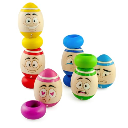 Ulanik Glückliche Eier, Montessori Spielzeug ab 3 Jahre, Balance Holzset, Balancer Spiel für Zählen und Sortieren Farben Lernen — 6 Holzeier Bunt Ulanik Glückliche Eier, Montessori Spielzeug ab 3 Jahre, Balance Holzset, Balancer Spiel für Zählen und Sortieren Farben Lernen — 6 Holzeier Bunt von Ulanik