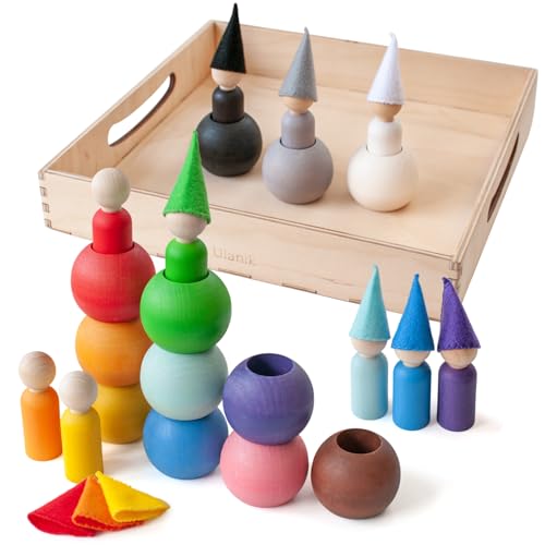Ulanik Kleine Steckpuppen in Kugeln mit Hüte Montessori Spielzeug ab 3 Jahre + Baby Waldorf Puppen Sensorik Holzspiele zum Sortieren Farben Lernen — 12 Zwerge Ulanik Kleine Steckpuppen in Kugeln mit Hüte Montessori Spielzeug ab 3 Jahre + Baby Waldorf Puppen Sensorik Holzspiele zum Sortieren Farben Lernen — 12 Zwerge von Ulanik
