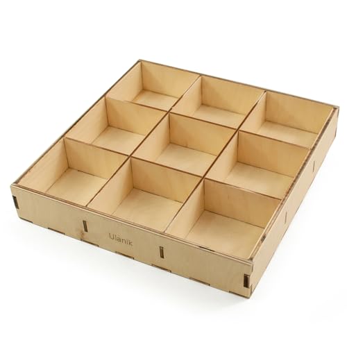 Ulanik Montessori Sortiertablett, Montessori Spielzeug ab 3 Jahre, Holzsortiertablett Lernspielzeug für Vorschule, Farbsortierung und Zählen — 9 Zellen von Ulanik