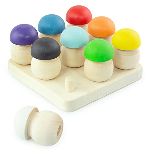 Ulanik Pilzwiese Montessori Holzspielzeug Sortierspiel 9 Pilze 45 mm Ab 3+ Jahre Lernspielzeug für Vorschule für Farbsortierung und Zählen Ulanik Pilzwiese Montessori Holzspielzeug Sortierspiel 9 Pilze 45 mm Ab 3+ Jahre Lernspielzeug für Vorschule für Farbsortierung und Zählen von Ulanik